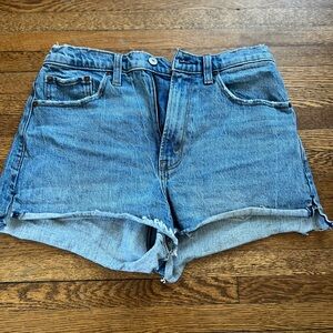 Abercrombie & Fitch High Rise The Mom Short Blue Denim Shorts Womens Size 28/6